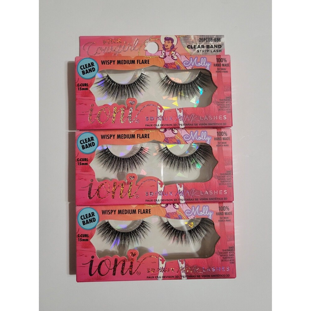 Ioni Pink Cowgirl Molly Wispy Medium Flare Lash Bundle Pack of 3 Eyelashes